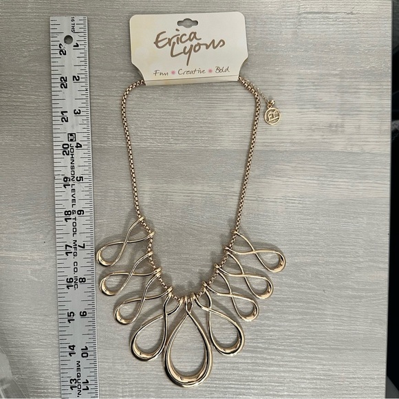 Erica Lyons shiny, gold toned, Infinity design bib necklace, statement piece. - Picture 4 of 10